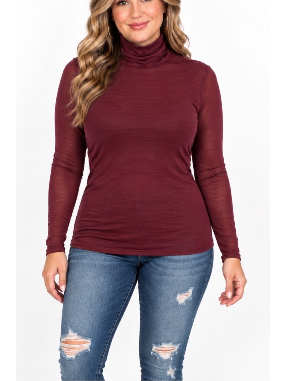 International Concepts Women's Mesh Turtleneck Top